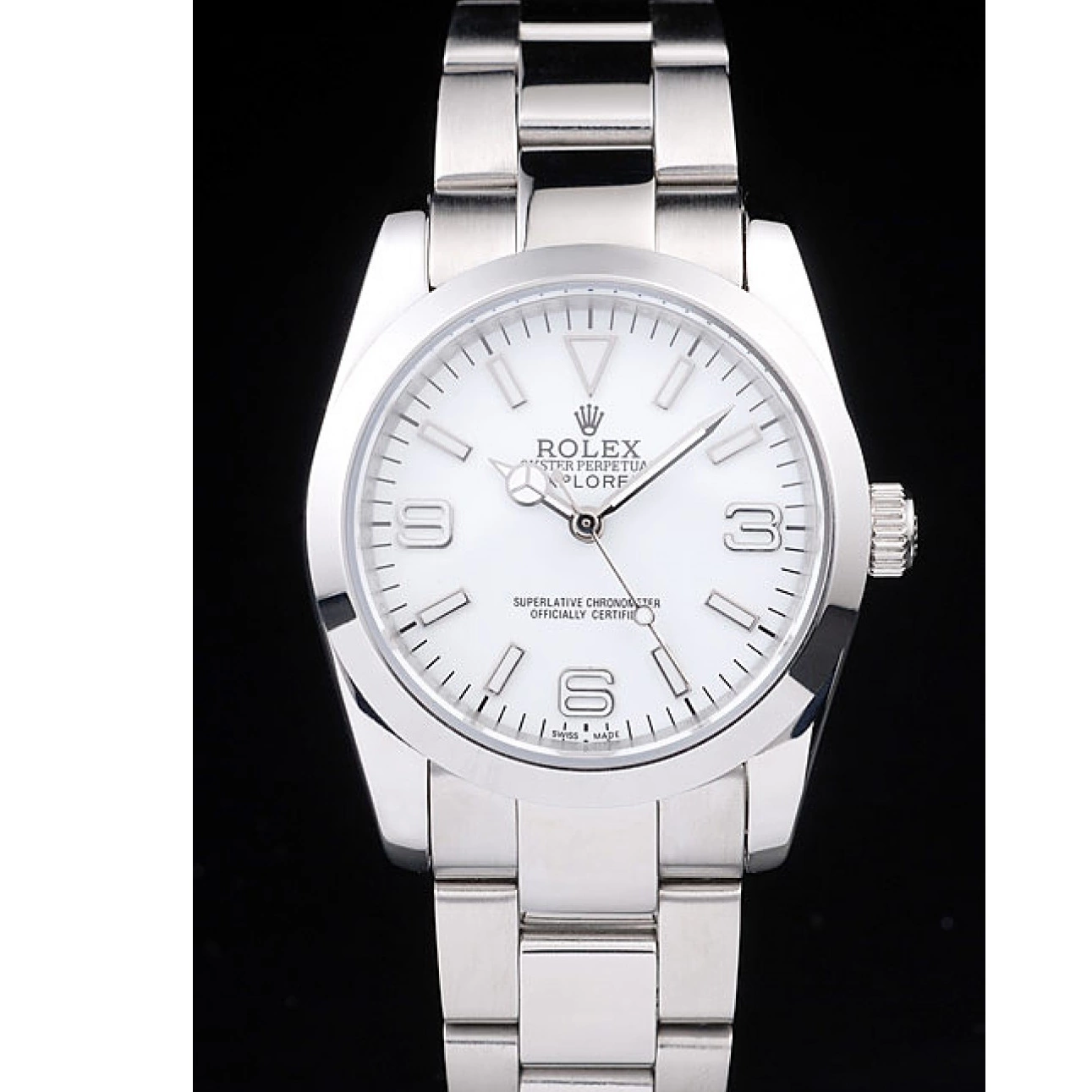 Best AAA Replica Sites 98086 Steel White Stainless Polished Rolex Explorer Dial 0730